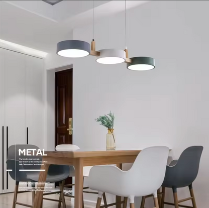 Modern 3 Light Metal Pendant Lamp White Grey Green
