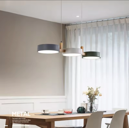 Modern 3 Light Metal Pendant Lamp White Grey Green