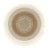 Vintage Round Linen Jute Placemats Set with Tassels
