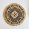 Vintage Round Linen Jute Placemats Set with Tassels