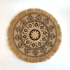 Vintage Round Linen Jute Placemats Set with Tassels