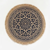 Vintage Round Linen Jute Placemats Set with Tassels