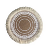 Vintage Round Linen Jute Placemats Set with Tassels