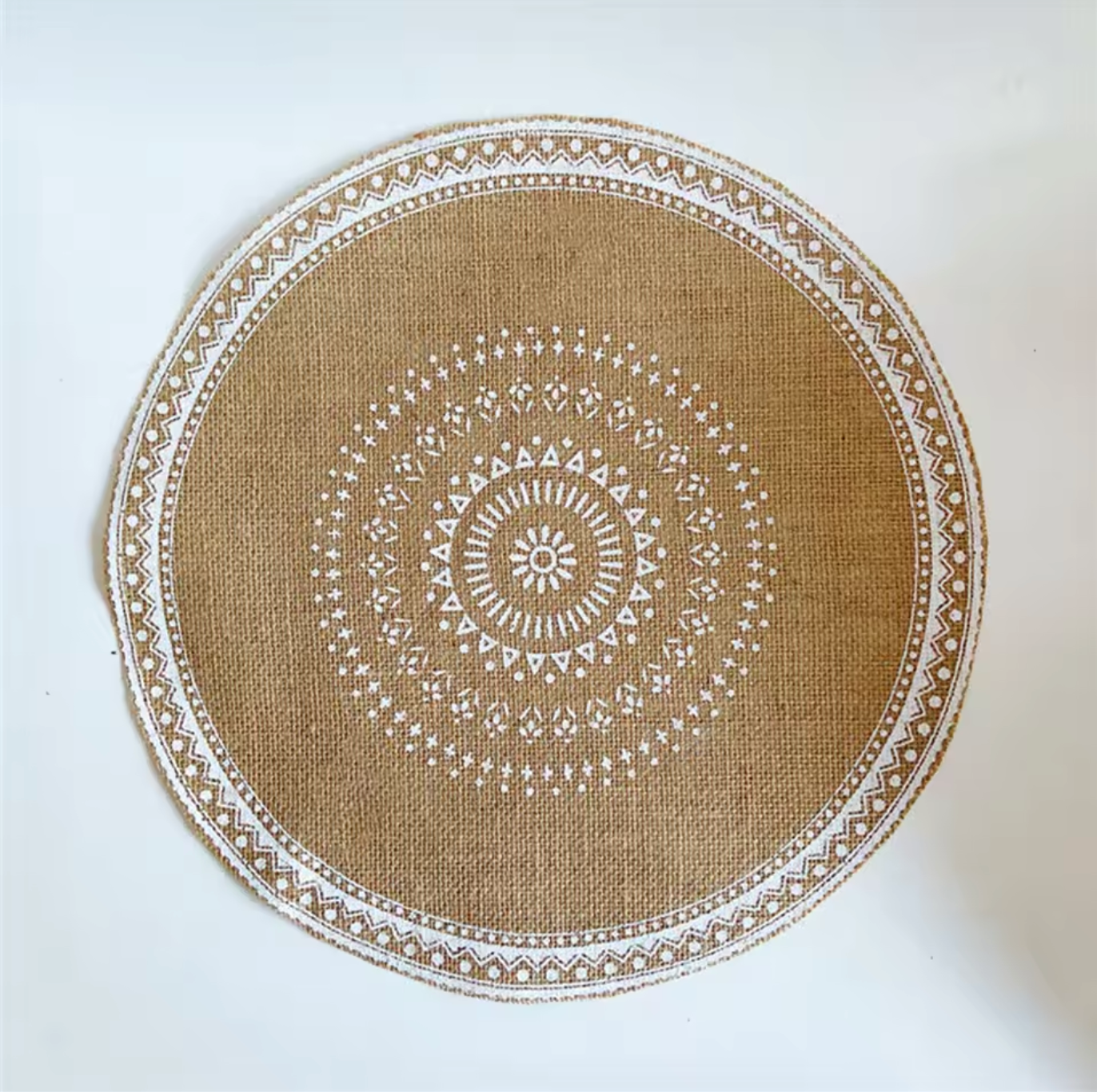 Handwoven Jute Table Mats with Mandala Fringe