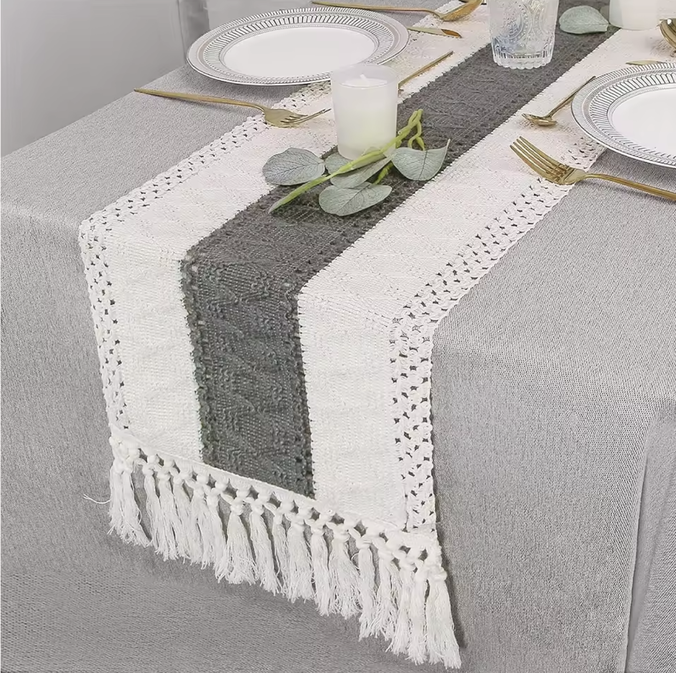 Jacquard Cotton Boho Table Runner for Wedding Decor