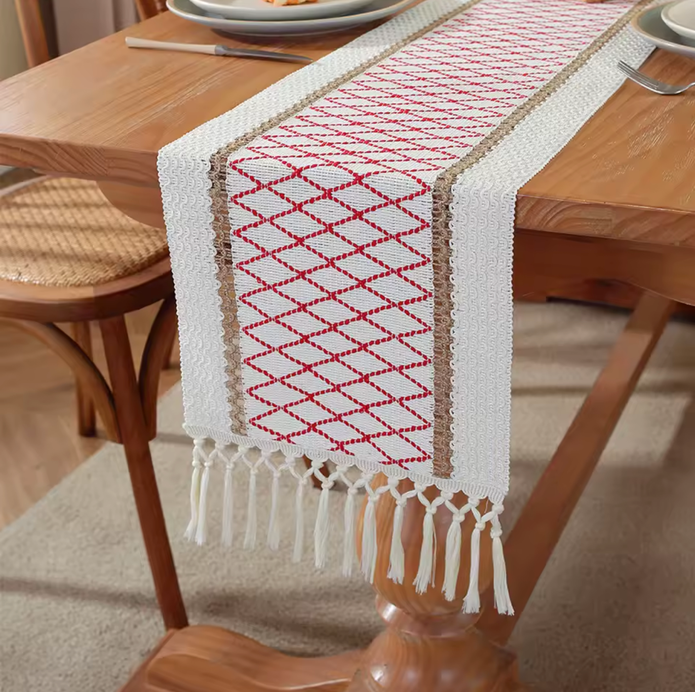 Jacquard Cotton Boho Table Runner for Wedding Decor