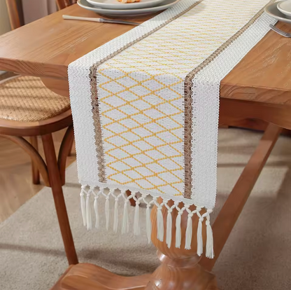 Jacquard Cotton Boho Table Runner for Wedding Decor