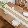 Burlap and Linen Macrame Table Runner with Tassels