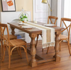Burlap and Linen Macrame Table Runner with Tassels