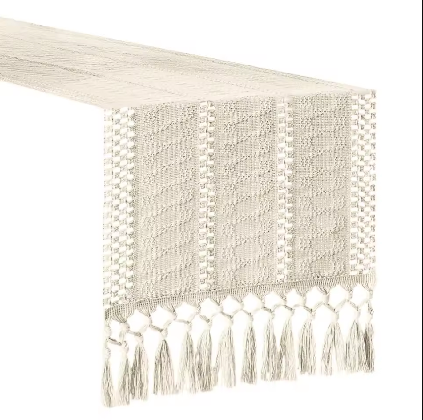 Cotton Linen Table Runner with Tassel Ends