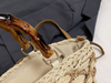Woven Beach Summer Tote Bag with Bamboo Handles