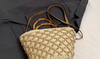 Woven Beach Summer Tote Bag with Bamboo Handles