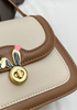 Two-Tone Small Square Shoulder Bag with Gold Twist Lock