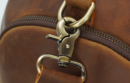 Mens Leather Travel Duffle Bag with Shoe Compartment