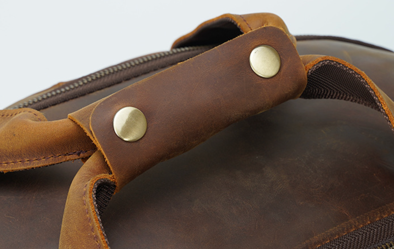 Mens Leather Travel Duffle Bag with Shoe Compartment