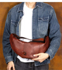 Men's Genuine Leather Crescent Chest Bag