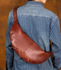 Men's Genuine Leather Crescent Chest Bag