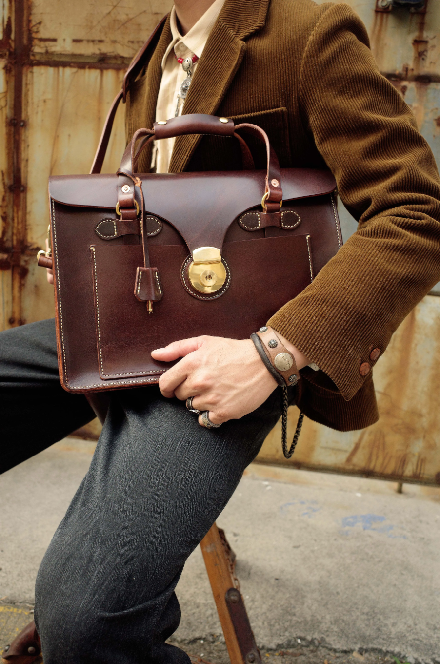 Leather Business Travel Shoulder Bag