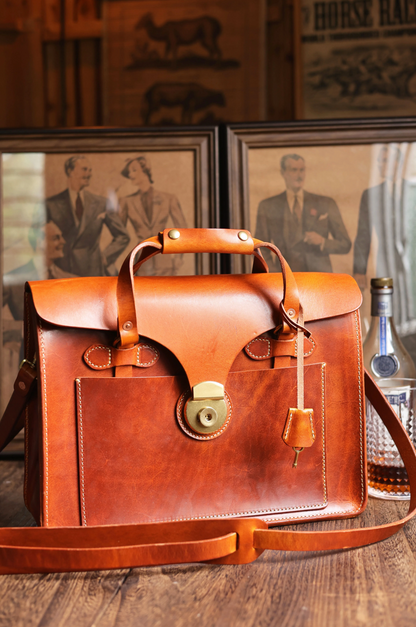 Leather Business Travel Shoulder Bag