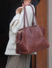 Large Genuine Leather Office Tote With Crossbody Strap
