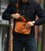 Small Brown Leather Crossbody Messenger Bag for Men