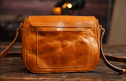 Small Brown Leather Crossbody Messenger Bag for Men