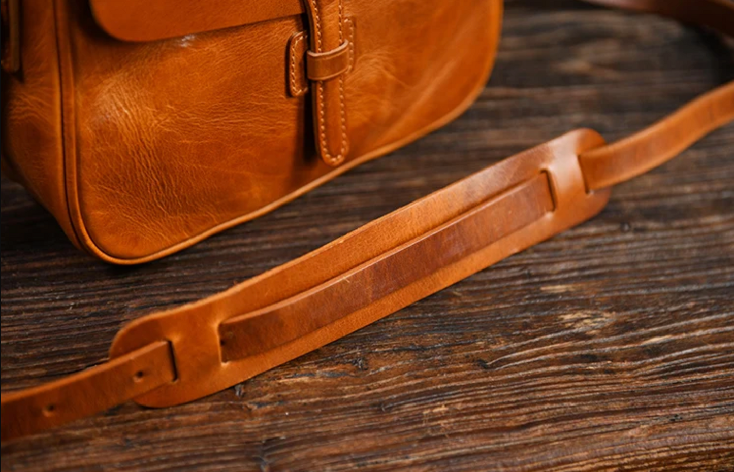 Small Brown Leather Crossbody Messenger Bag for Men