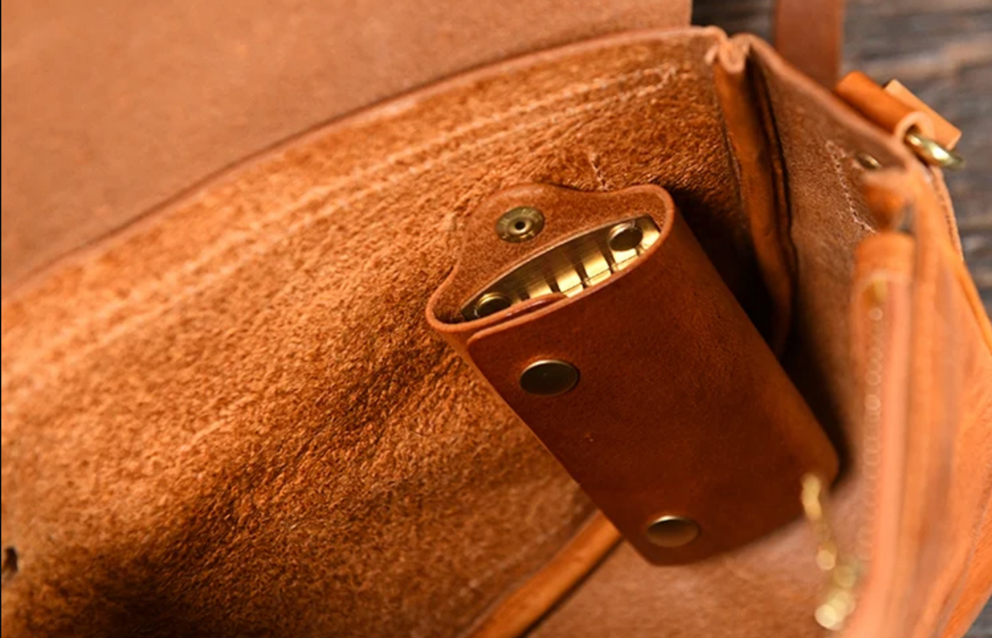 Small Brown Leather Crossbody Messenger Bag for Men