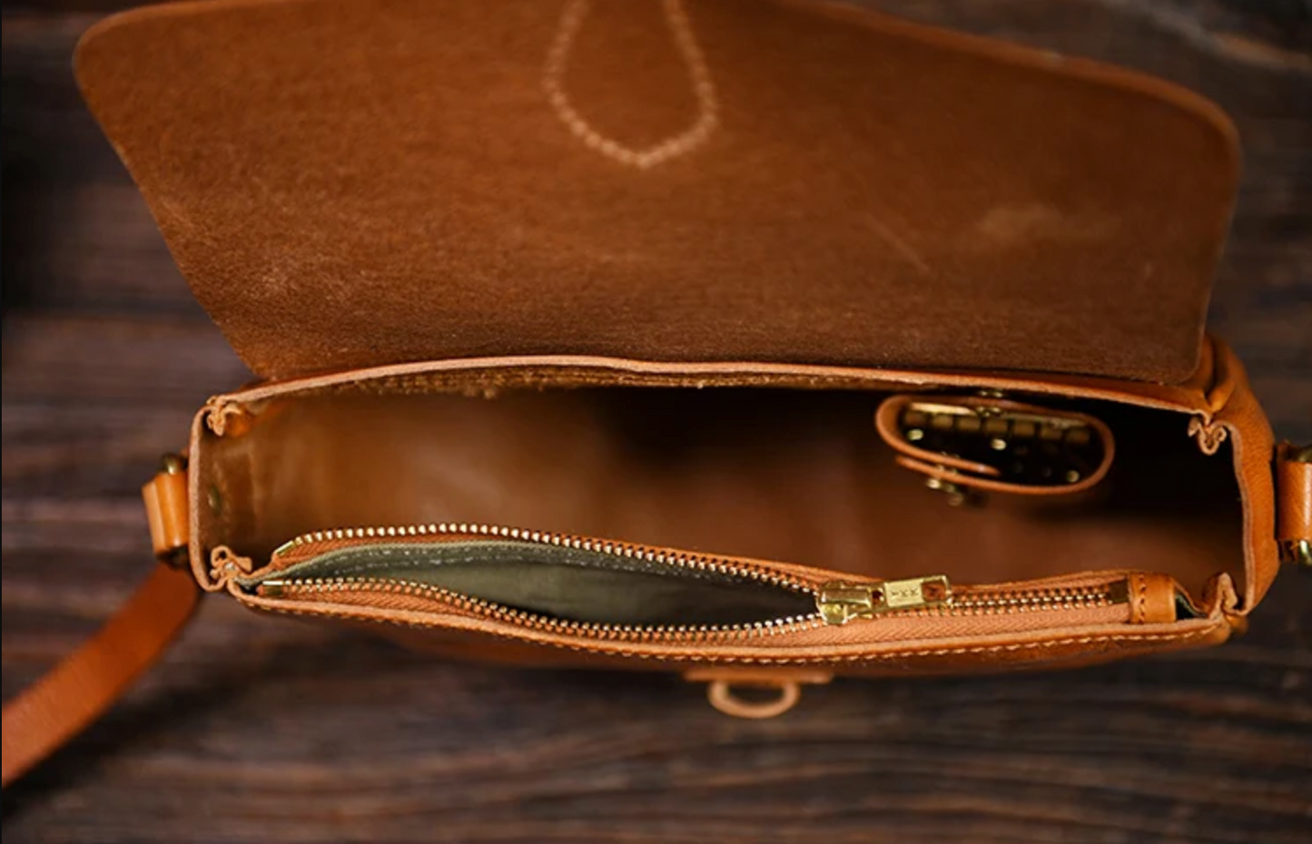 Small Brown Leather Crossbody Messenger Bag for Men