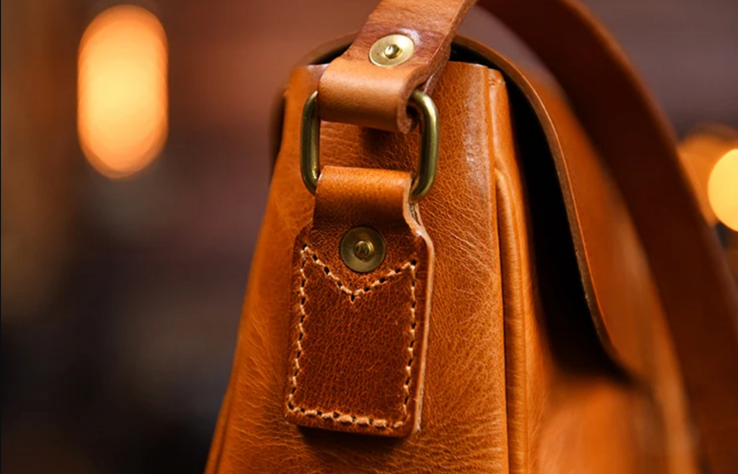 Small Brown Leather Crossbody Messenger Bag for Men