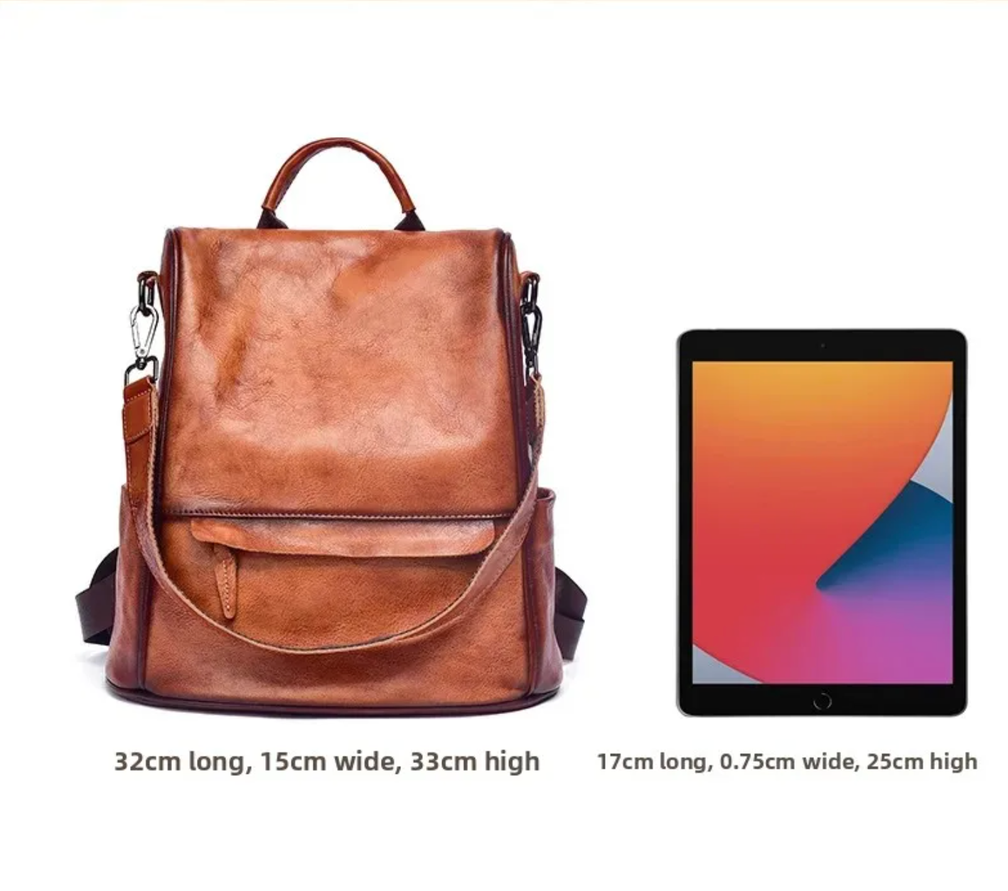 Retro Leather Women Travel Backpack