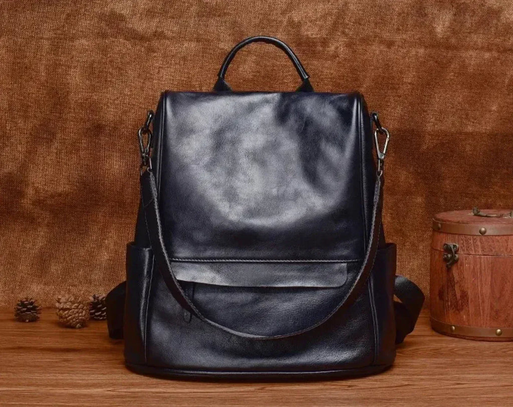 Women’s Brown Cowhide Leather Travel Backpack 2