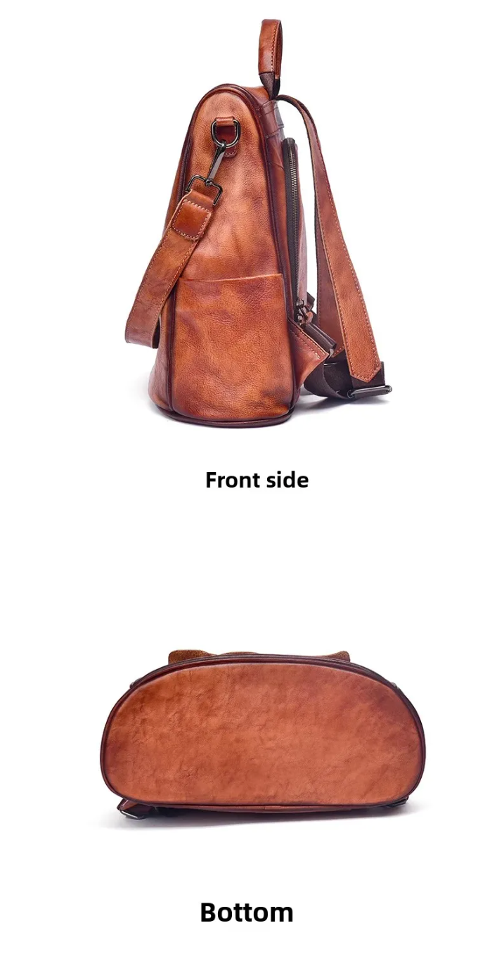 Retro Leather Women Travel Backpack