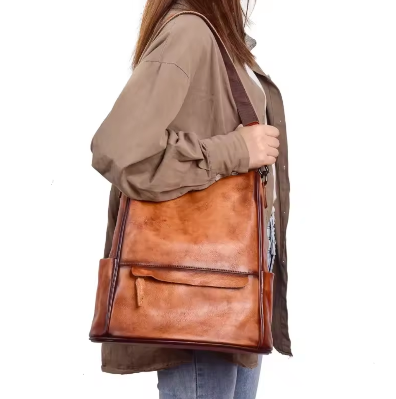 Retro Leather Women Travel Backpack