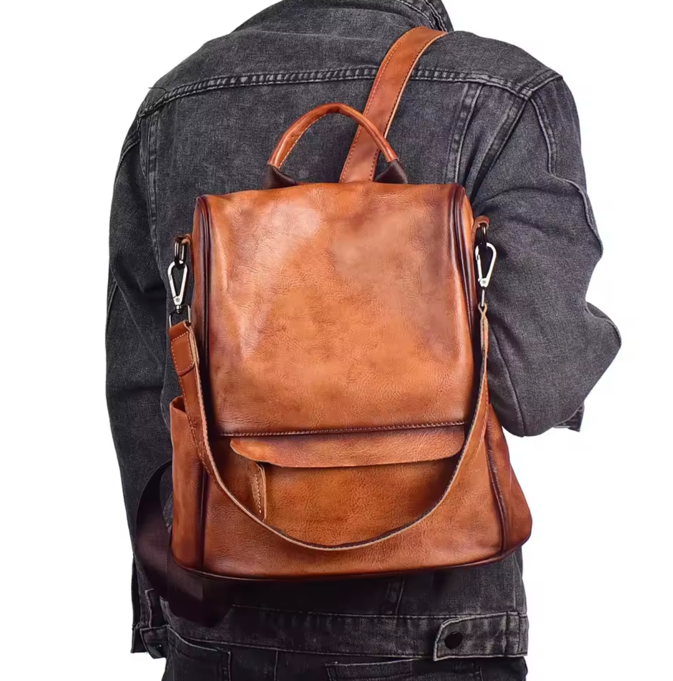 Retro Leather Women Travel Backpack