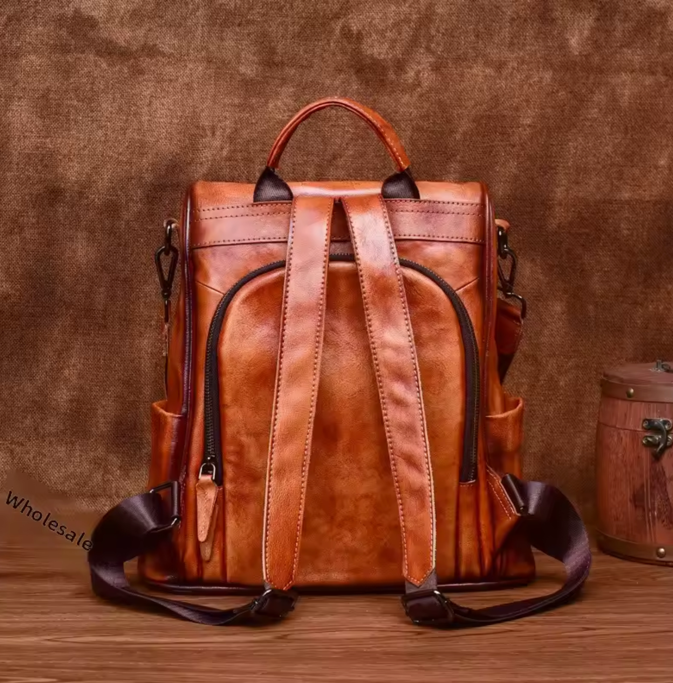 Retro Leather Women Travel Backpack