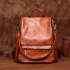 Retro Leather Women Travel Backpack