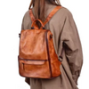 Retro Leather Women Travel Backpack
