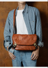 Men’s Genuine Leather Messenger Crossbody Chest Bag