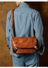 Men’s Genuine Leather Messenger Crossbody Chest Bag