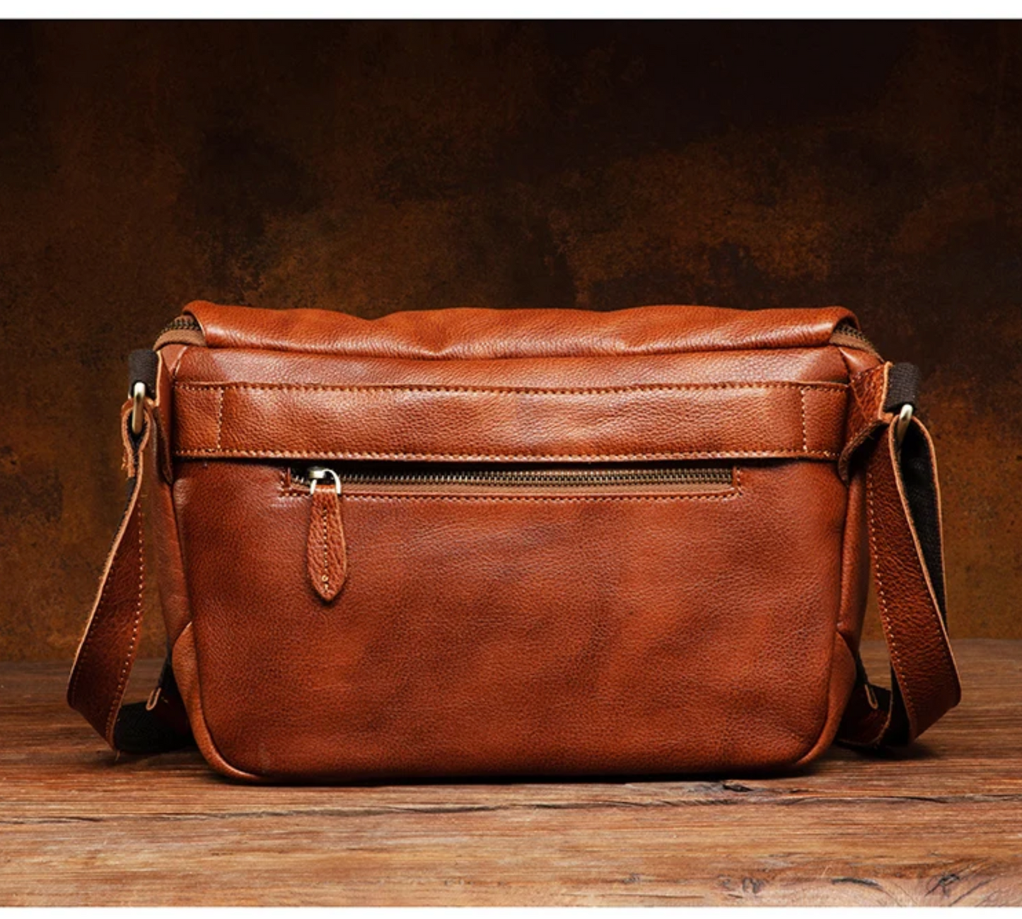 Men’s Genuine Leather Messenger Crossbody Chest Bag