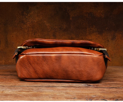 Men’s Genuine Leather Messenger Crossbody Chest Bag