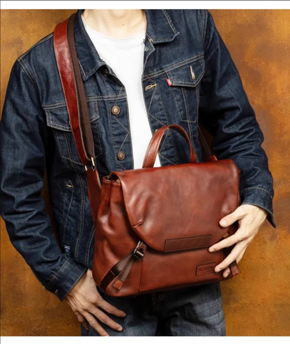 Retro Handmade Brown Leather Crossbody Bag