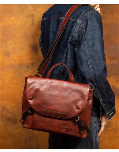 Retro Handmade Brown Leather Crossbody Bag