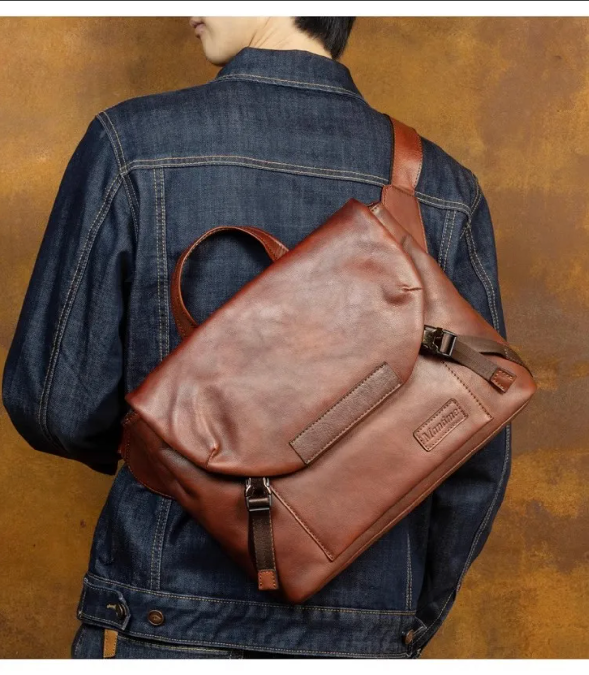 Retro Handmade Brown Leather Crossbody Bag