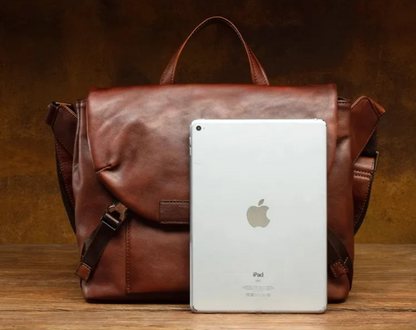 Retro Handmade Brown Leather Crossbody Bag