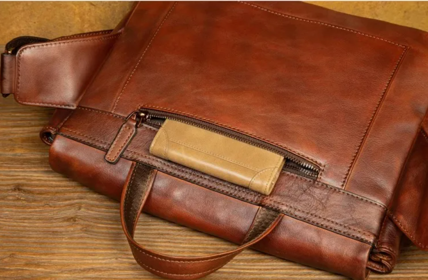 Retro Handmade Brown Leather Crossbody Bag