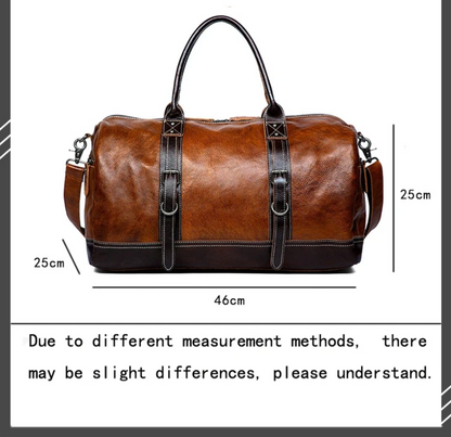 Handmade Brown Leather Travel Duffle, Gym & Overnight Bag