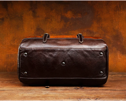 Handmade Brown Leather Travel Duffle, Gym & Overnight Bag