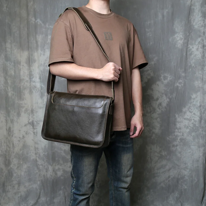 Genuine Leather Crossbody Men's Messenger Bag for Office